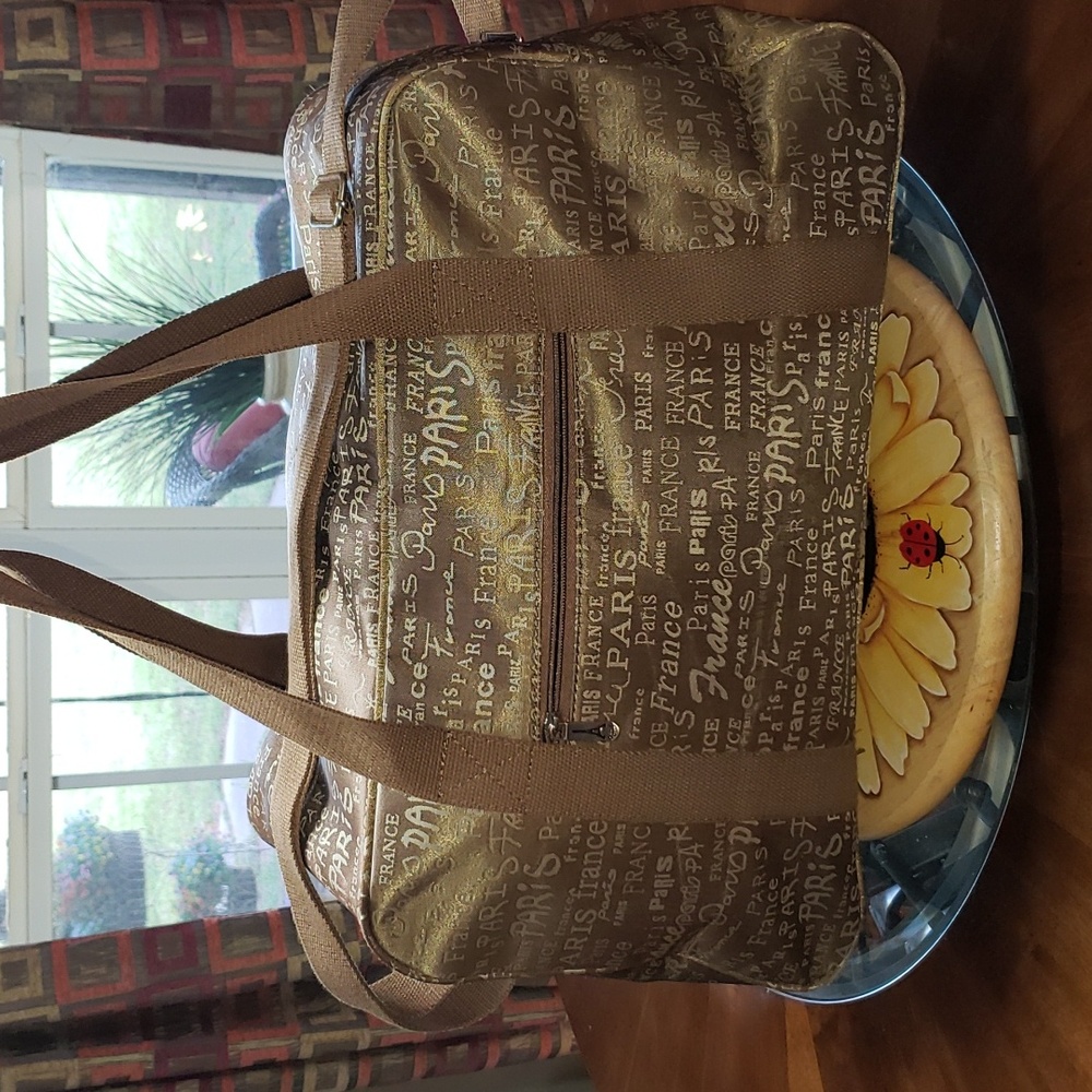 VINTAGE FRANCE PARIS TAPESTRY CARRY-ON WEEKENDER TRAVEL LUGGAGE TOTR TOUR BAG